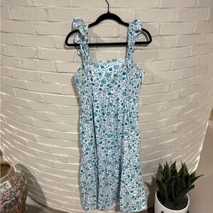 Draper James Blue and White Floral Midi Dress